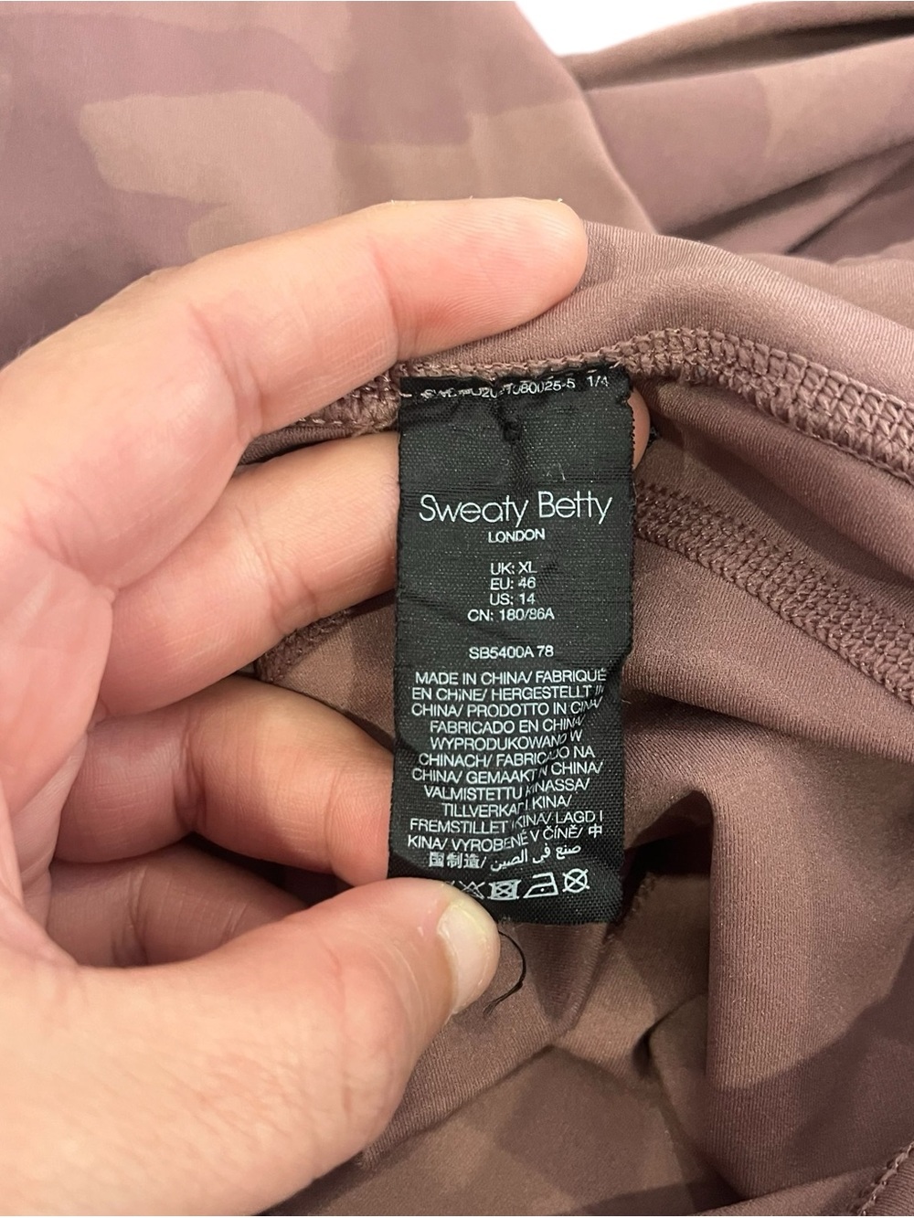 Sweaty Betty Power 7/8 Workout Leggings Pink Tonal Camo Size 14 - Picture 4 of 6